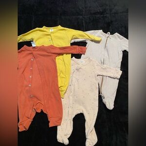Infant One Piece Footies - Orange, Yellow, Beige